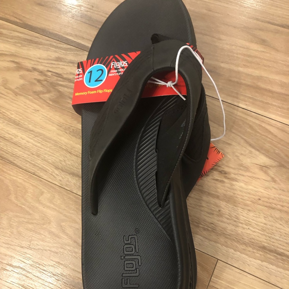Flojos Men’s Margo Flip Flop Sandal Memory Foam-Black Tie Dye- Size 12